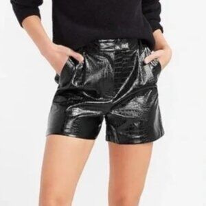 NWT Express Faux-Leather Crocodile Shorts, Size 8, Black